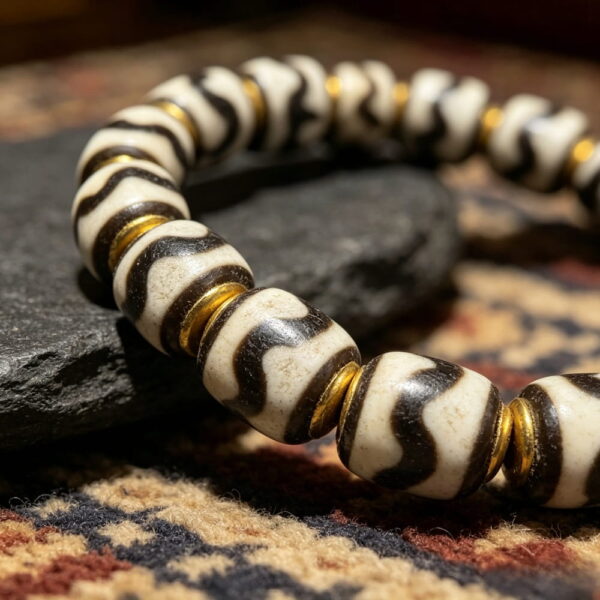 Tibetan Wave Dzi Bead Bracelet