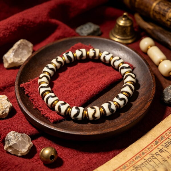 Tibetan Wave Dzi Bead Bracelet