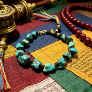 Tibetan Rough Turquoise Braided Bracelet