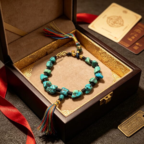 Tibetan Rough Turquoise Braided Bracelet Tibetan Rough Turquoise Braided Bracelet